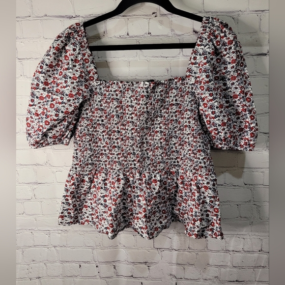 FRENCH CONNECTION Size Large Floral Print Balloon Sleeve - Picture 6 of 6